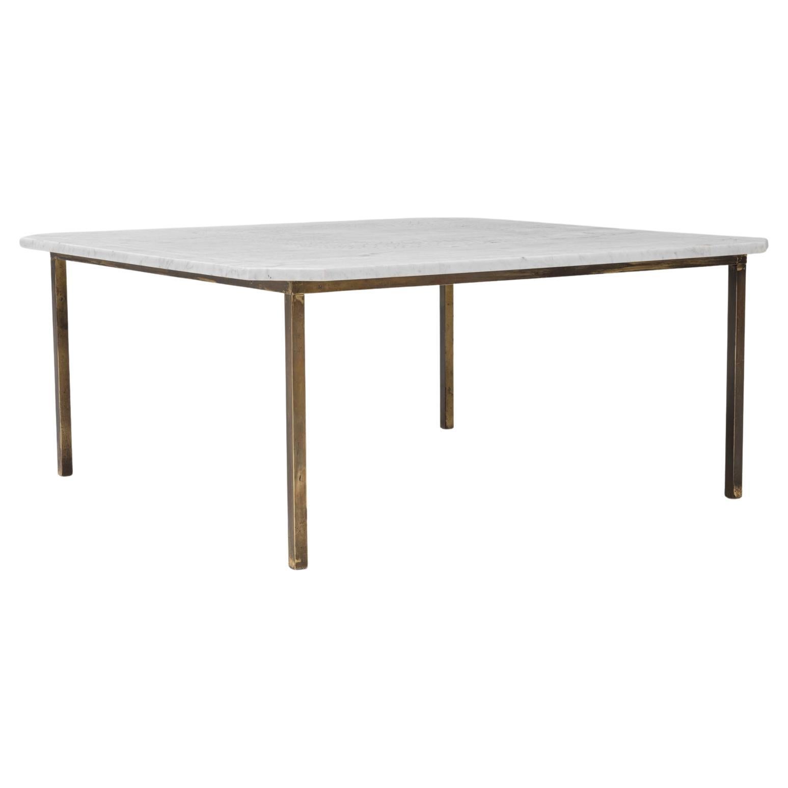 20th Century Italian Brass Coffee Table With Marble Top