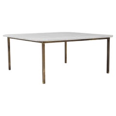 20th Century Italian Brass Coffee Table With Marble Top