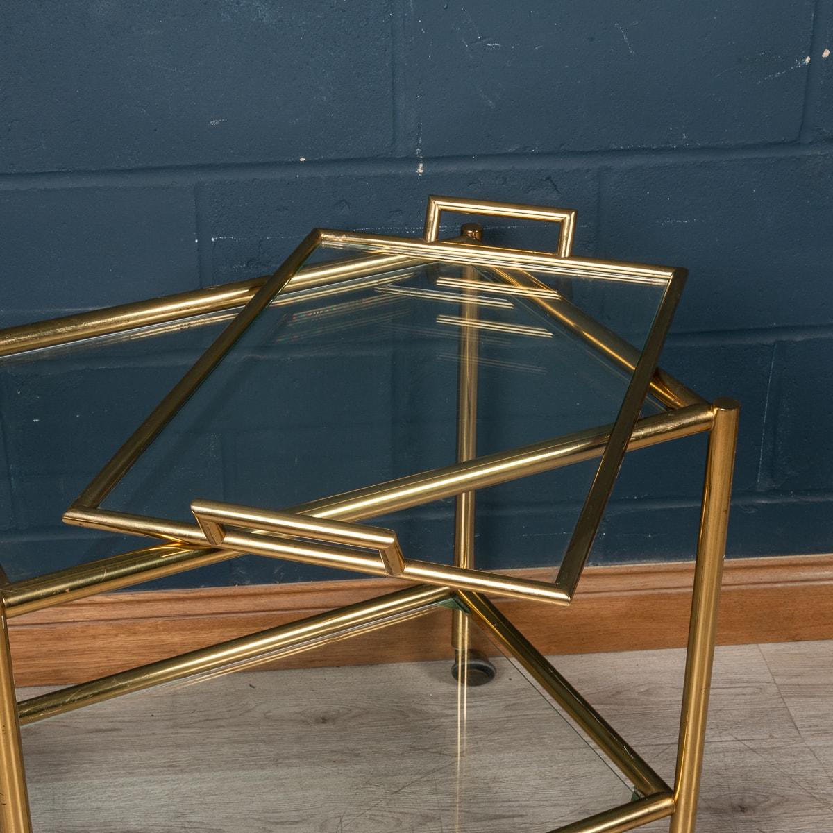 20th Century Italian Brass Framed Drinks Trolley With Lift-Out Tray, c.1980 6
