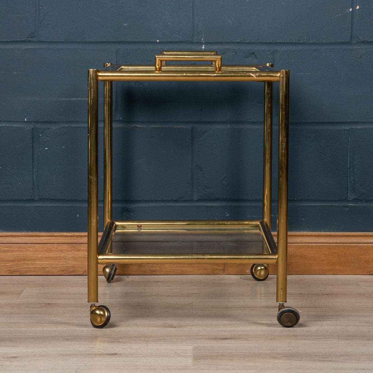 20th Century Italian Brass Framed Drinks Trolley With Lift-Out Tray, c.1980 1