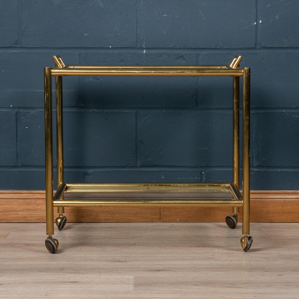 20th Century Italian Brass Framed Drinks Trolley With Lift-Out Tray, c.1980 2