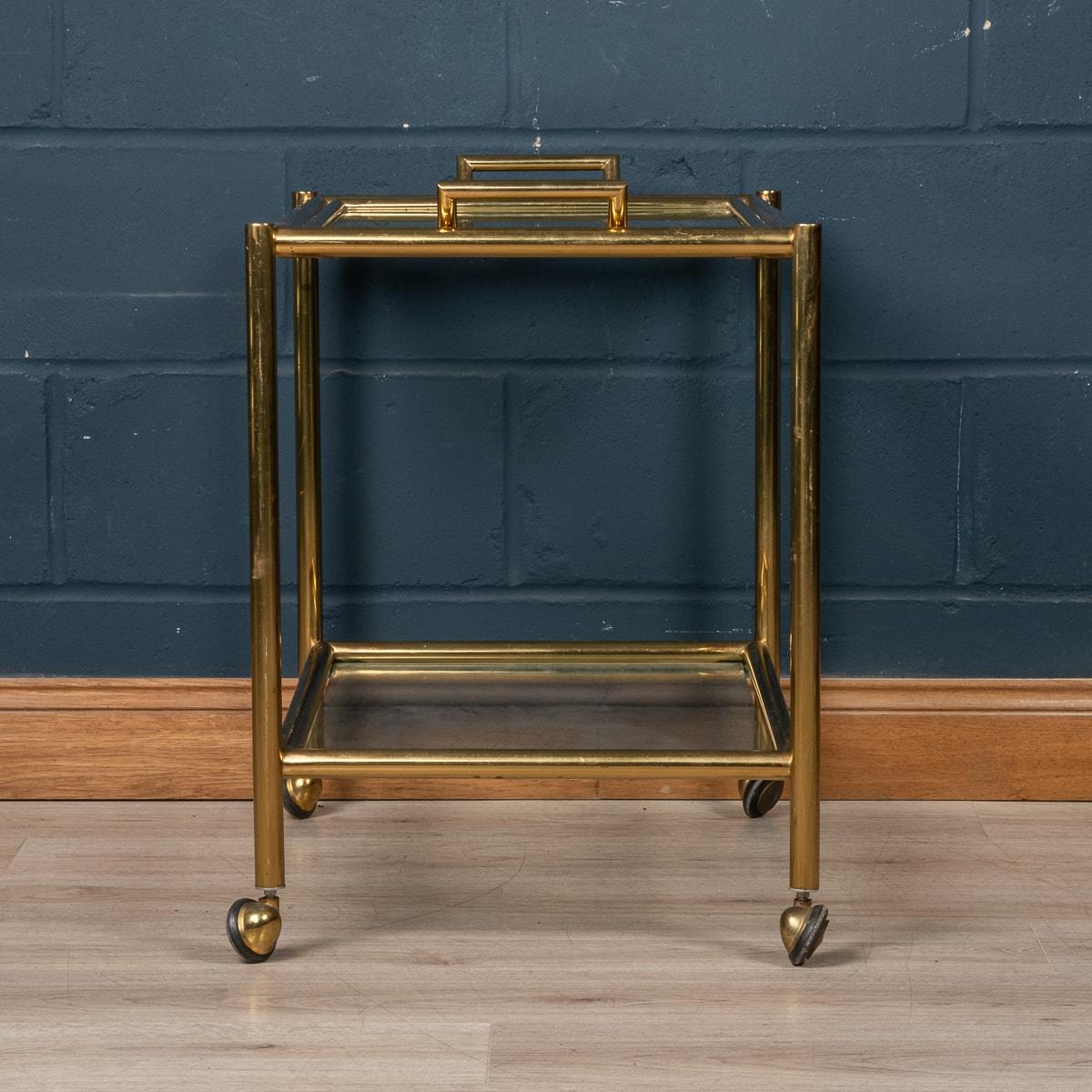 20th Century Italian Brass Framed Drinks Trolley With Lift-Out Tray, c.1980 3