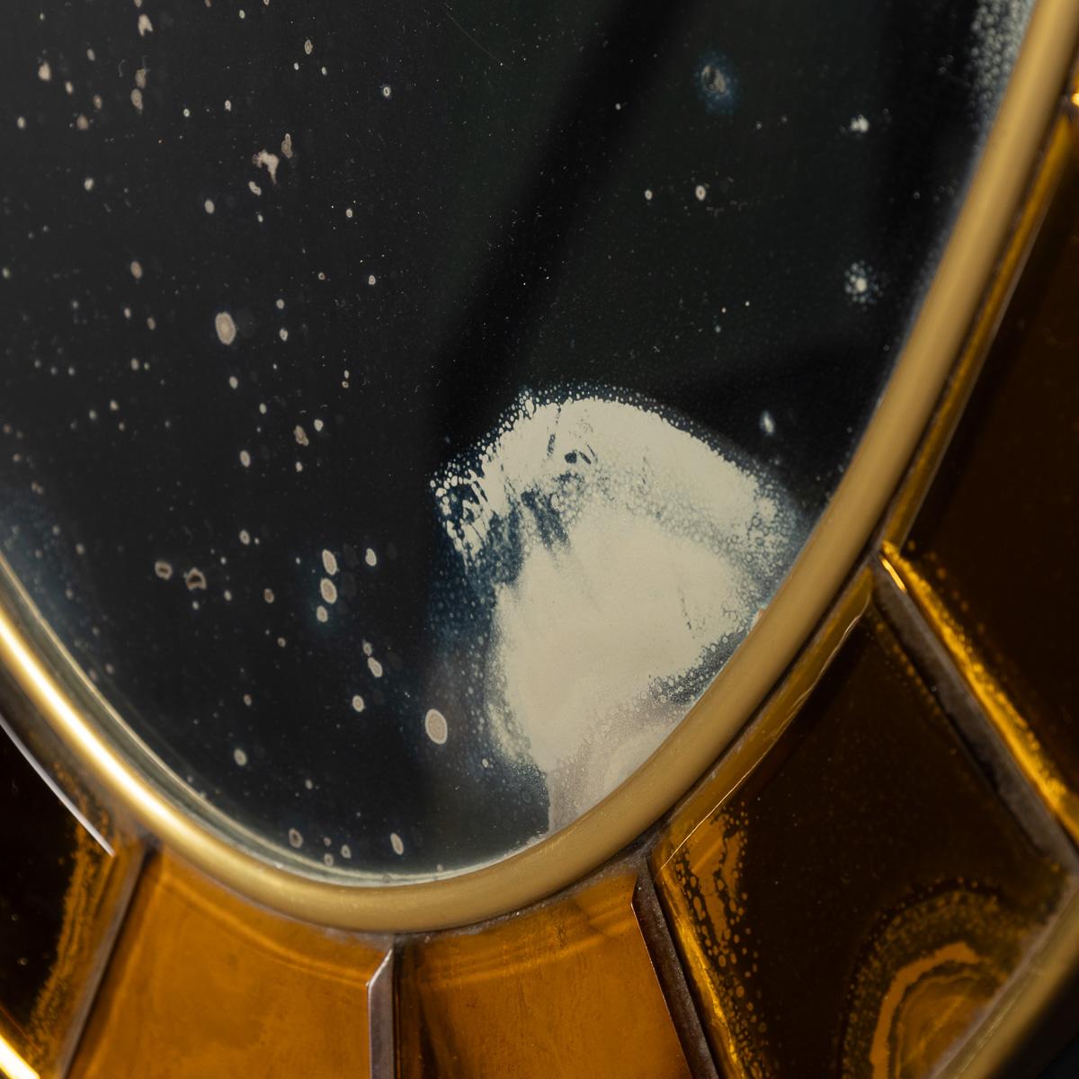Miroir ovale italien du 20ème siècle en laiton et verre par Cristal Arte, vers 1950 Bon état - En vente à Royal Tunbridge Wells, Kent