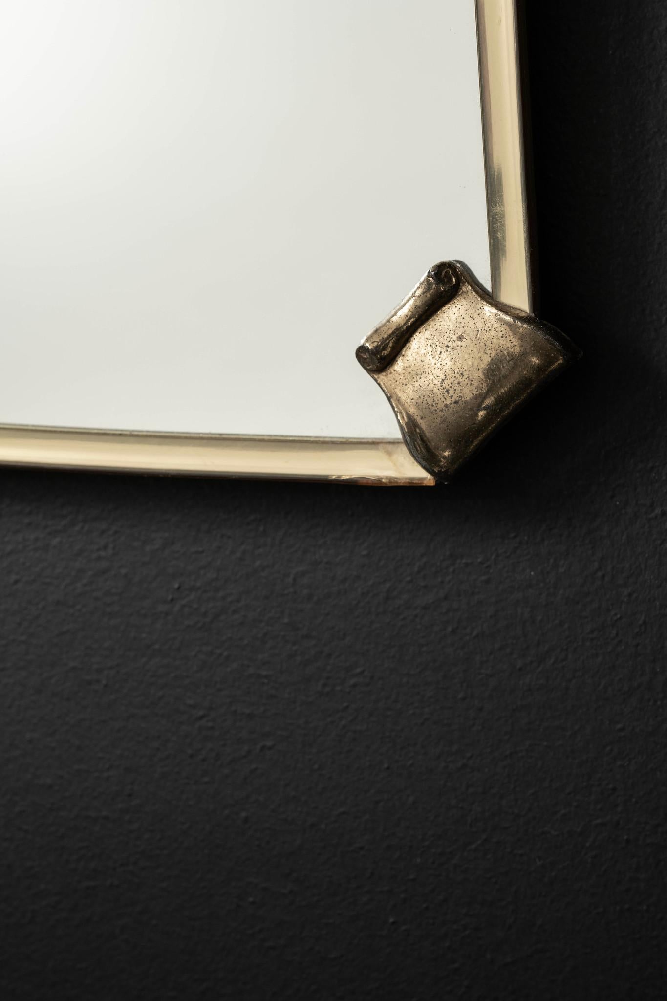 20th Century Italian Brass Mirror In Good Condition For Sale In Houston, TX