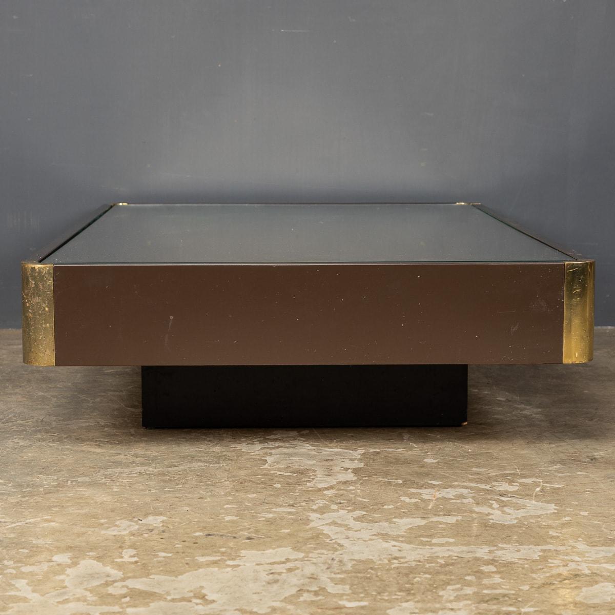 20th Century Italian Brass Top Coffee Table By Willy Rizzo, c.1970 For Sale 1
