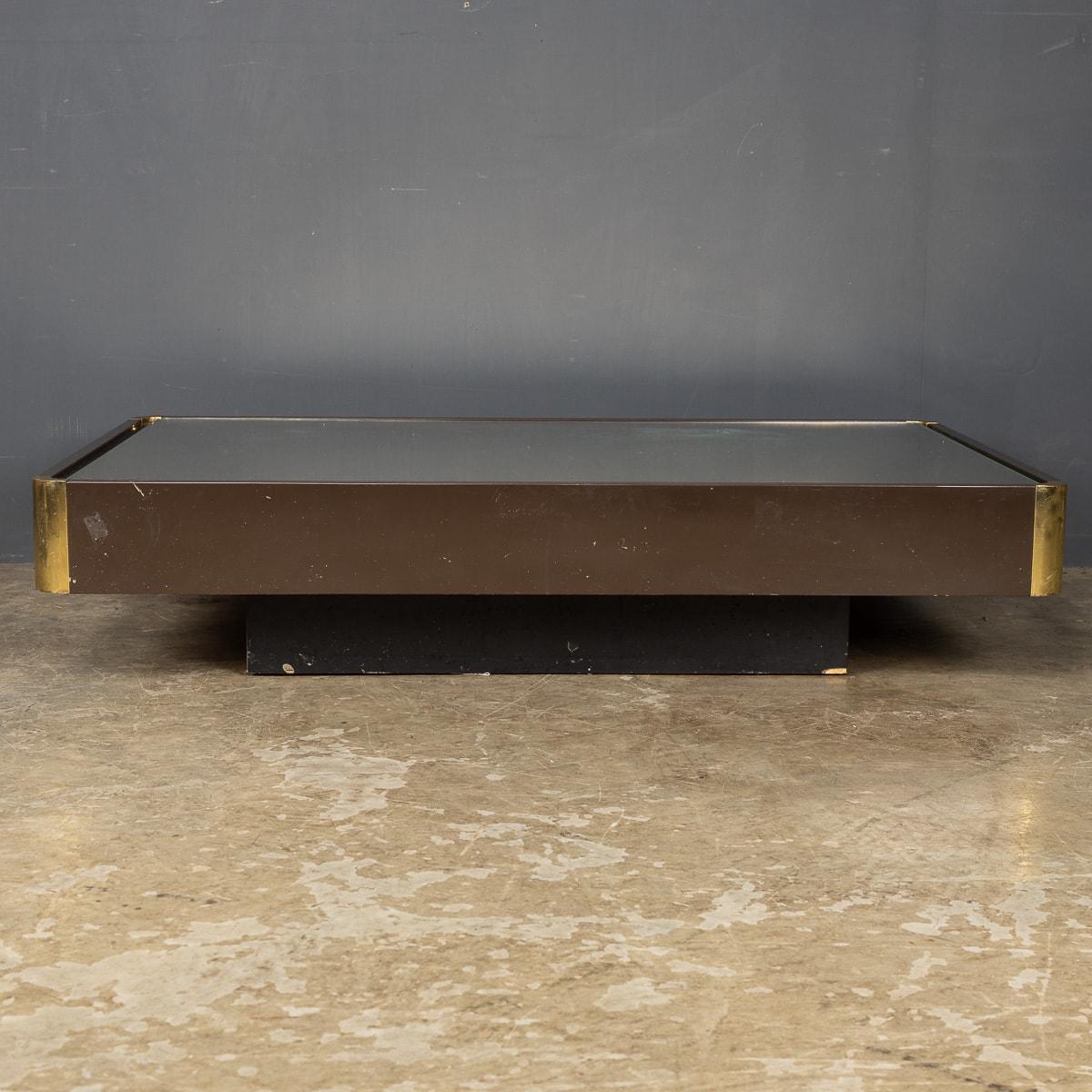 20th Century Italian Brass Top Coffee Table By Willy Rizzo, c.1970 For Sale 2