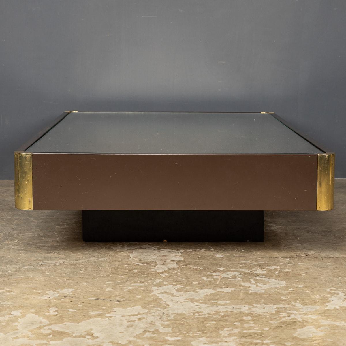 20th Century Italian Brass Top Coffee Table By Willy Rizzo, c.1970 For Sale 3