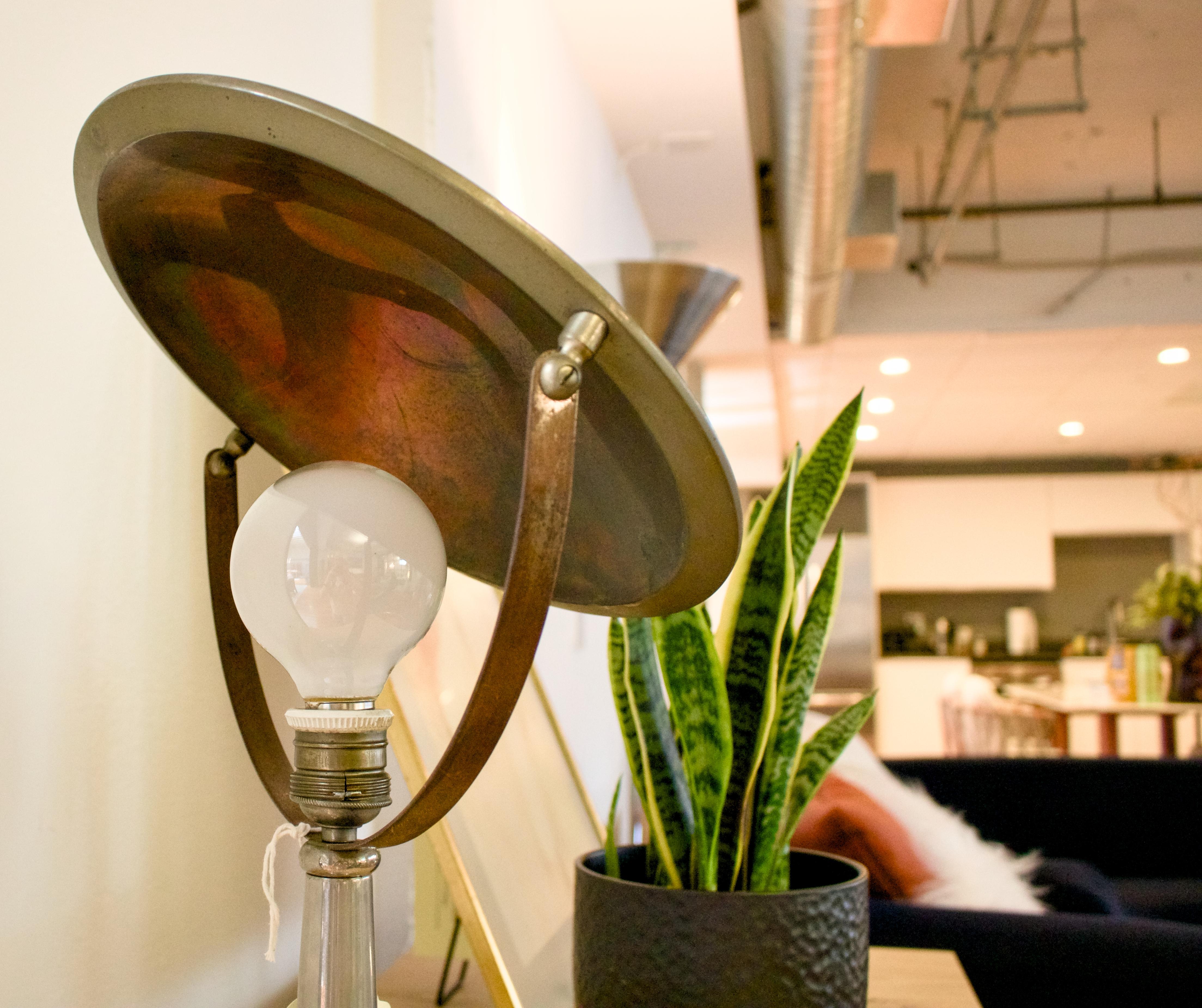 Patinated Zerowatt PTC lamp, 1950s Italian modernist For Sale