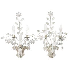 swarovski crystal wall lights 20th Century Italian Bronze and Crystals Swarovski Pair of Wall Light or Sconces