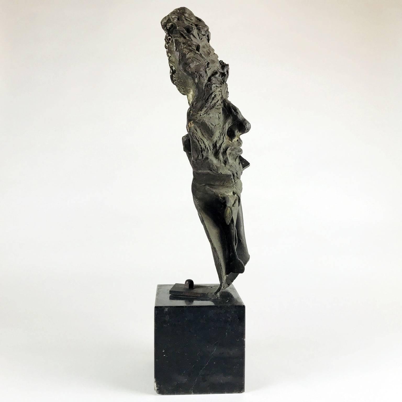 20th Century Italian Bronze Bust of a Man with Bow Tie by Dora Bassi, 1970 For Sale 6