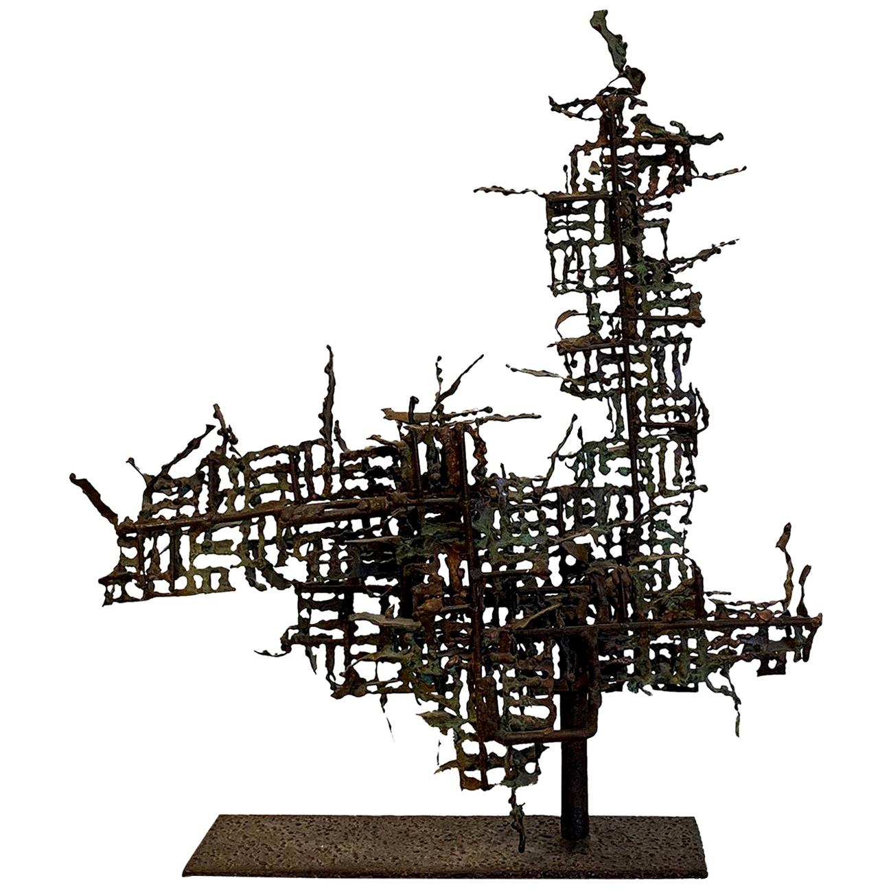 20th Century Italian Brutalist Abstract Metal Sculpture by Marcello Fantoni