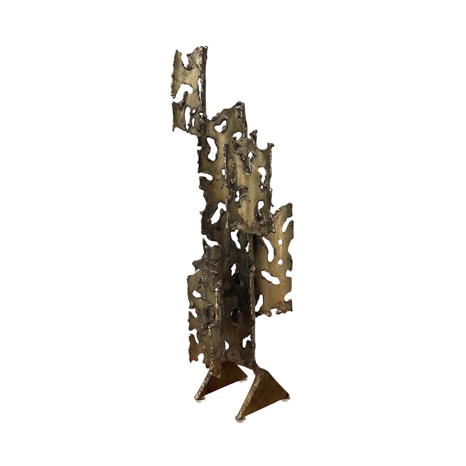 20th Century Italian Brutalist Metal Sculpture - Vintage Abstract Décor Piece In Good Condition For Sale In West Palm Beach, FL