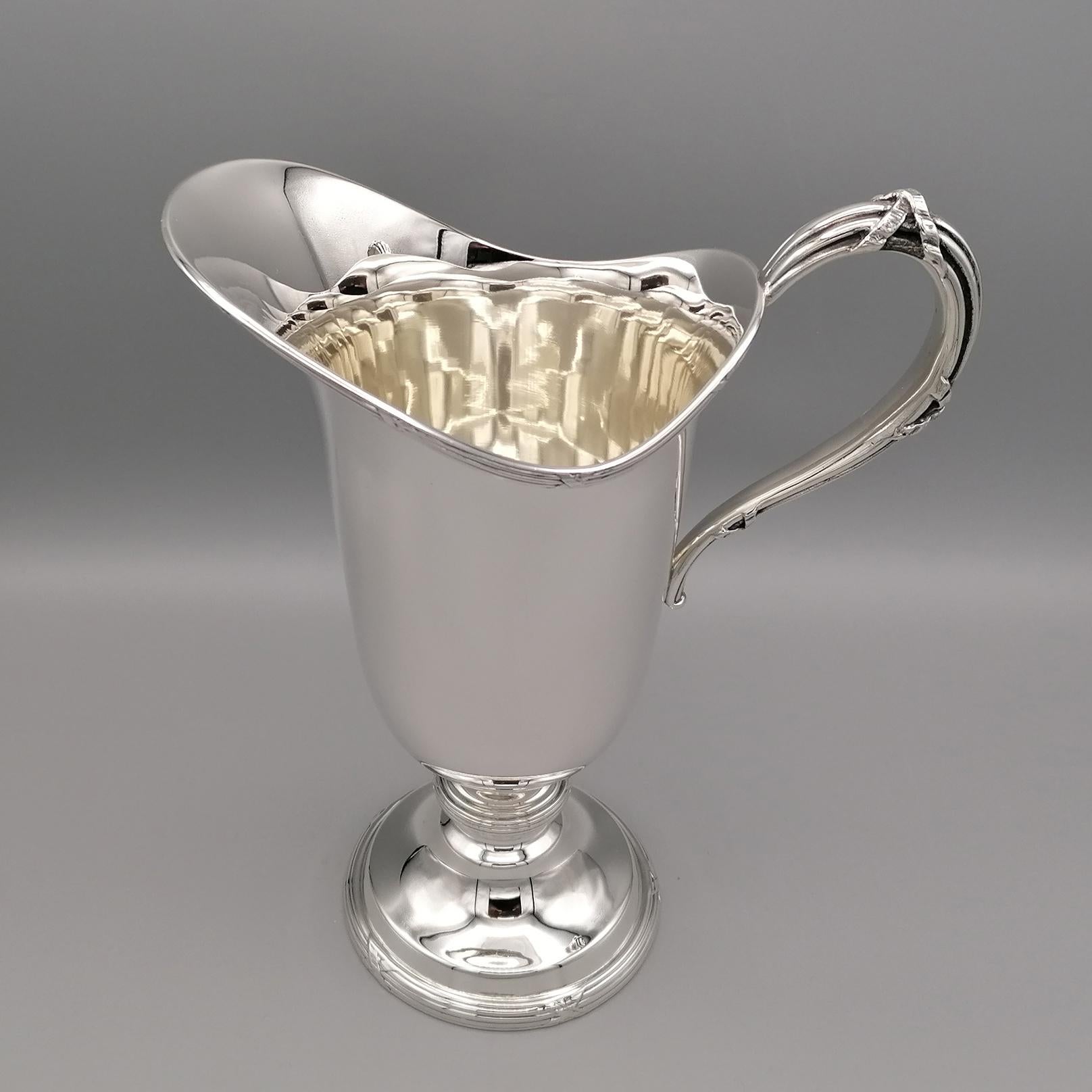Louis XVI 21st Century Italian Buccellati Sterling Silver Pitcher For Sale
