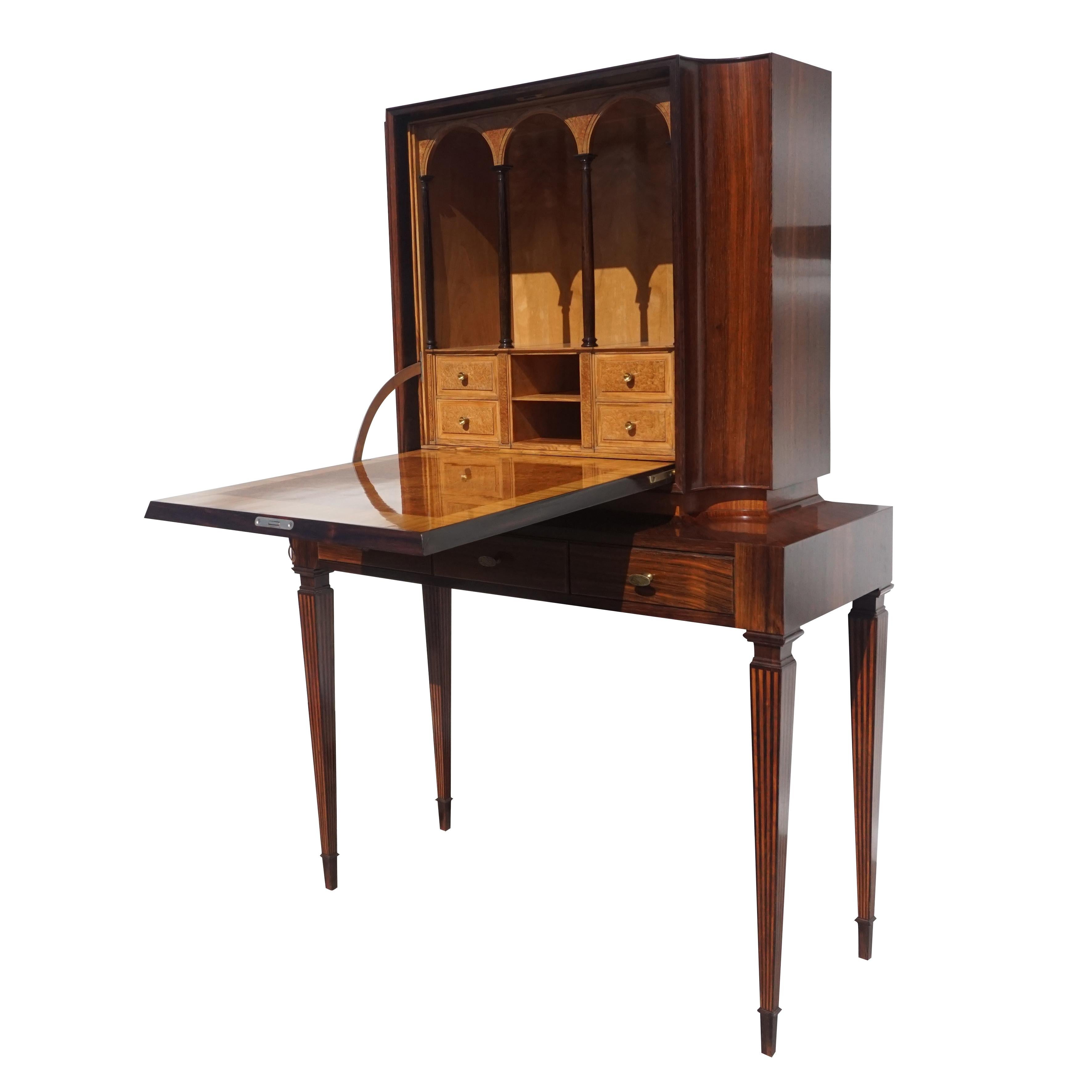 20th Century Italian Rosewood Cabinet, Cherrywood Secretaire by Paolo Buffa In Good Condition In West Palm Beach, FL