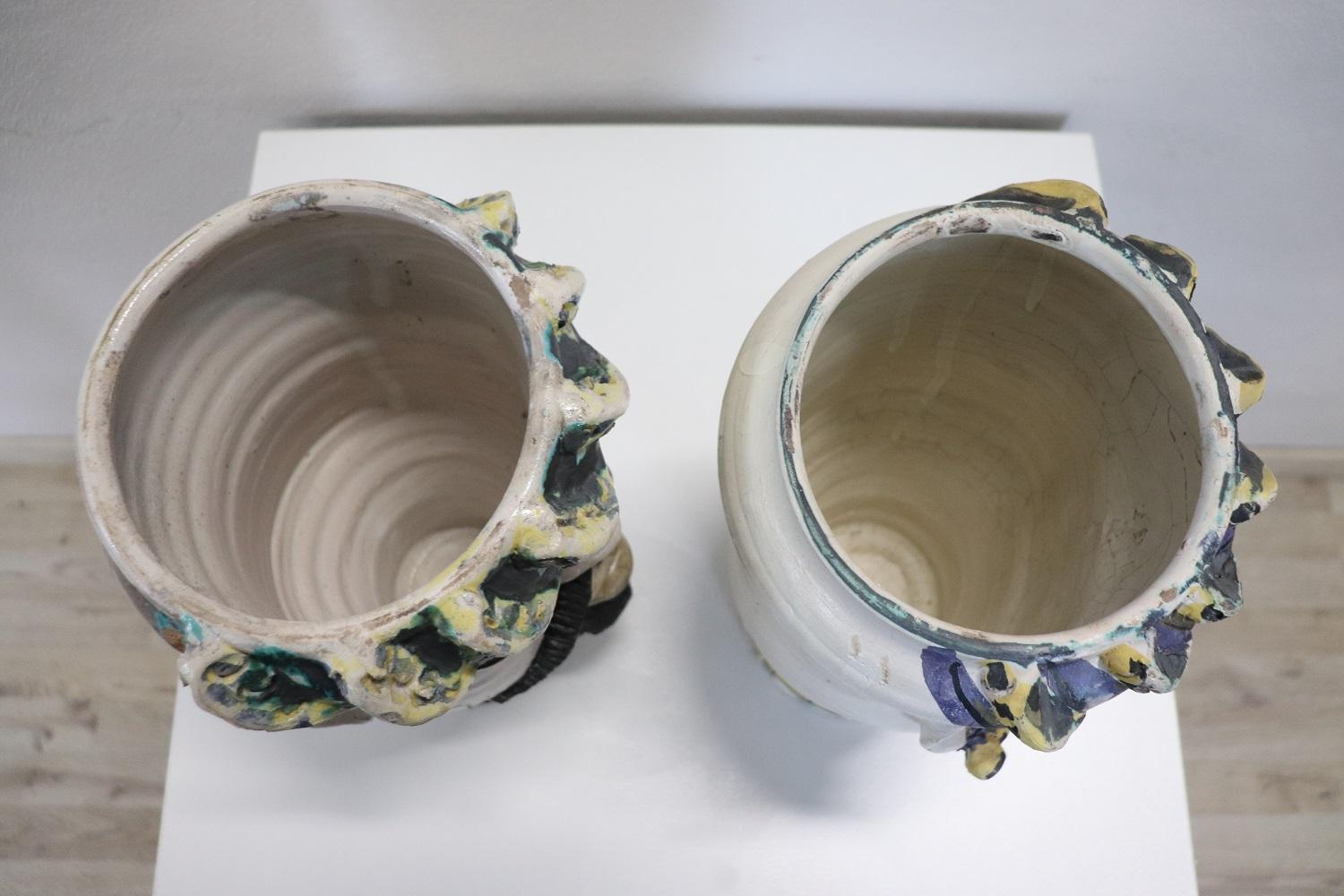 20th Century Italian Caltagirone Ceramic Vase, Set of 2, Man and Woman 2