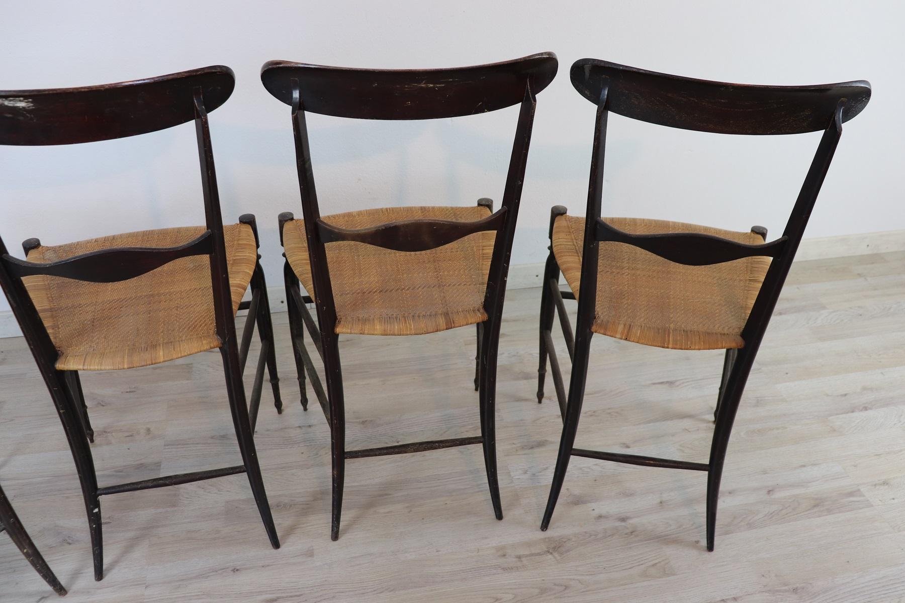 20th Century Italian Campanino Classic Chiavari Chairs Set of Four Chairs 5