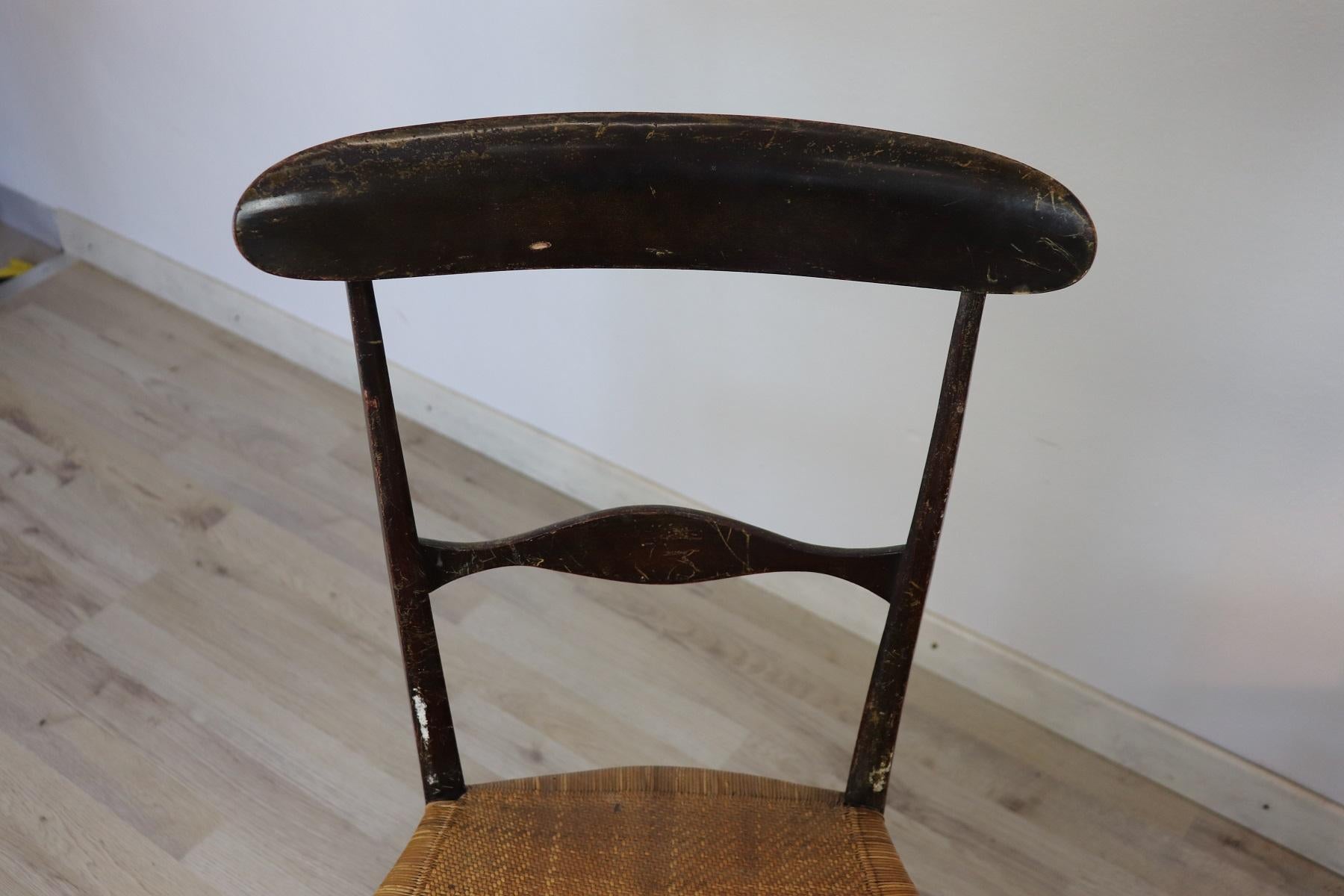 Ebonized 20th Century Italian Campanino Classic Chiavari Chairs Set of Four Chairs