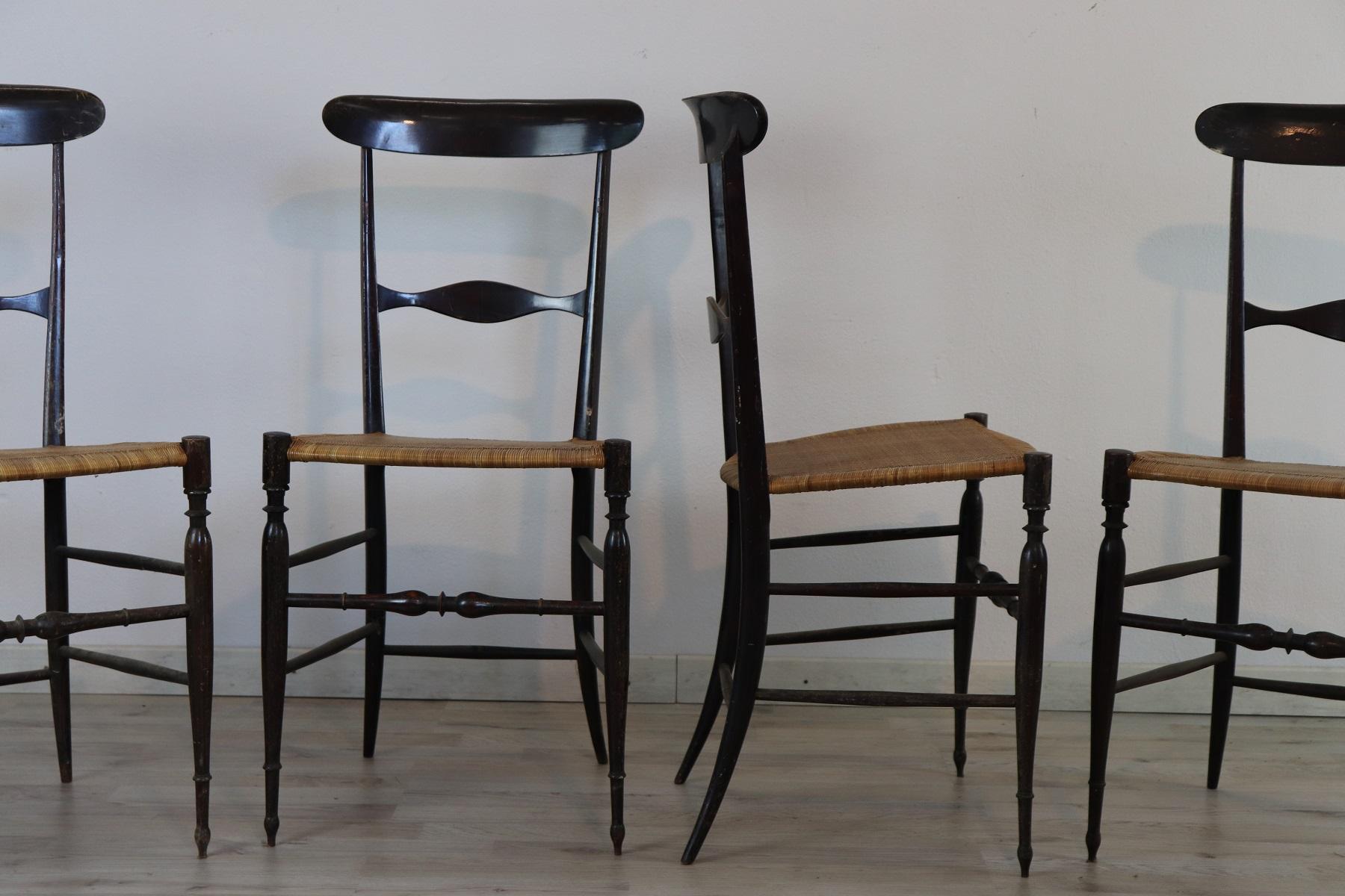 20th Century Italian Campanino Classic Chiavari Chairs Set of Four Chairs 2