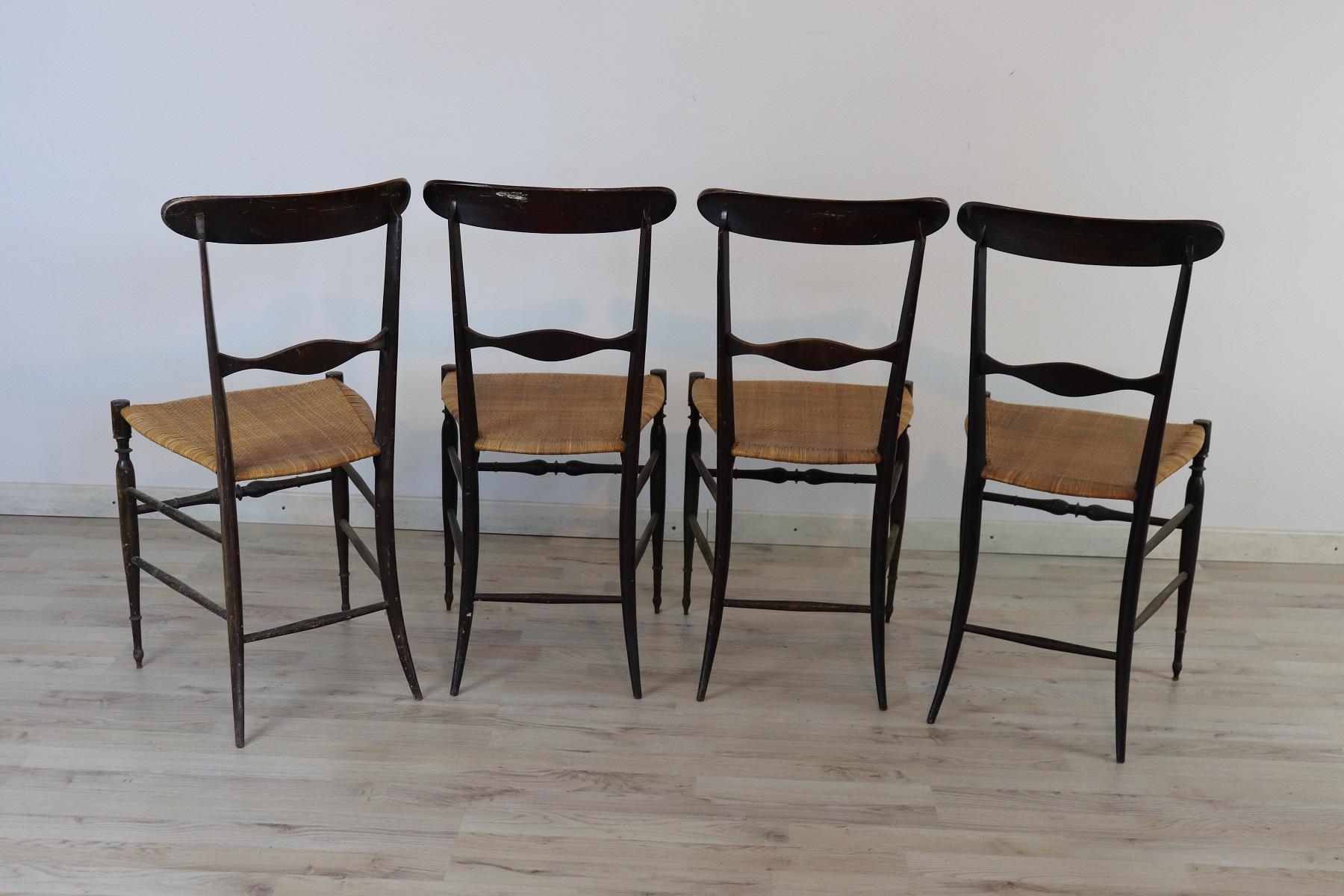 20th Century Italian Campanino Classic Chiavari Chairs Set of Four Chairs 3