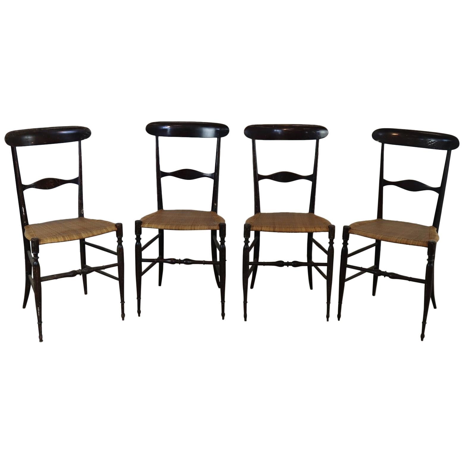 20th Century Italian Campanino Classic Chiavari Chairs Set of Four Chairs