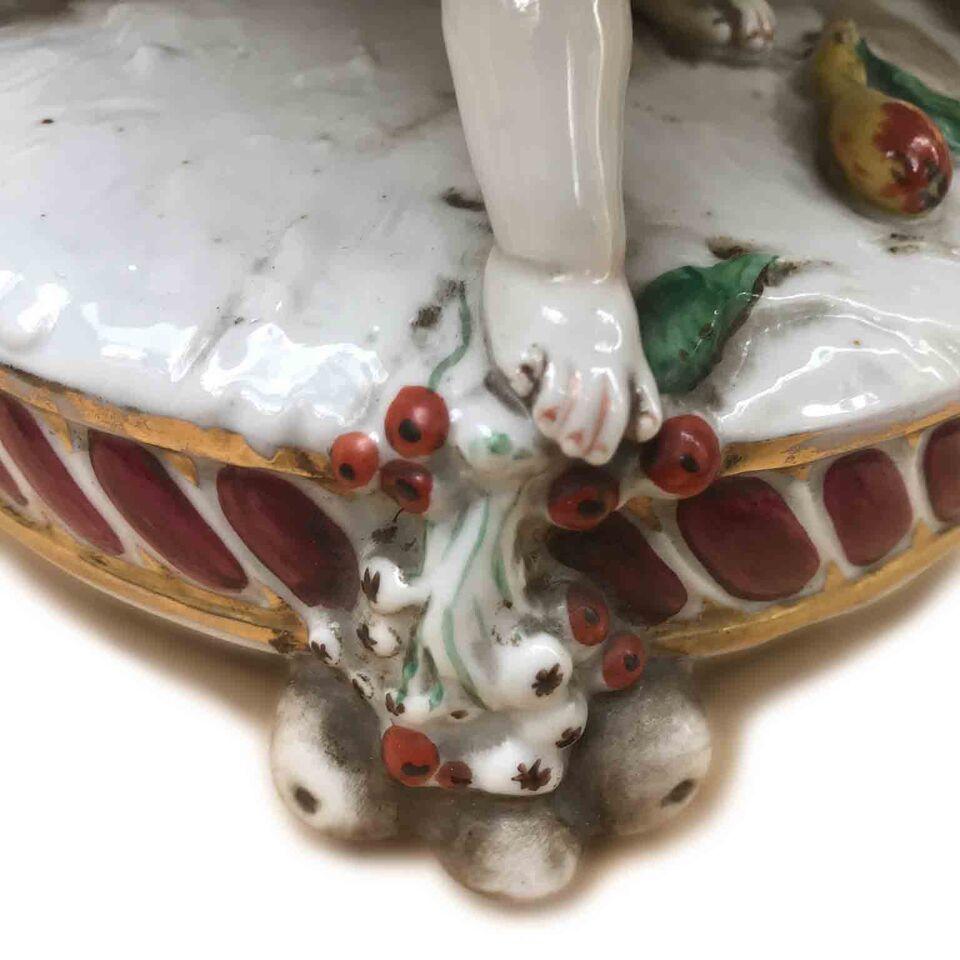 20th Century Italian Capodimonte Oval Centerpiece with Putti and Fruit 7