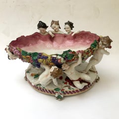 20th Century Italian Capodimonte Oval Centerpiece with Putti and Fruit
