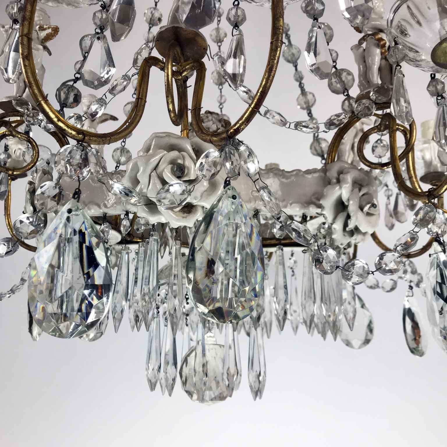 20th Century Italian Capodimonte White Porcelain Chandelier with Putti 11