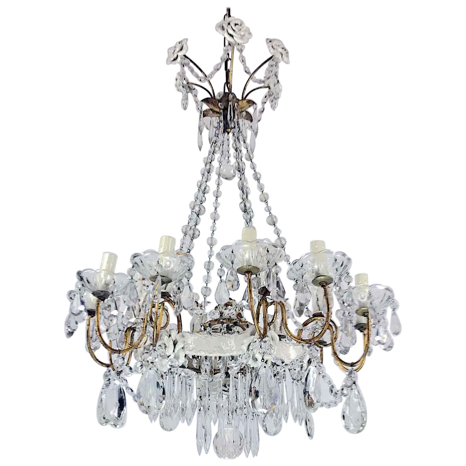 20th Century Italian Capodimonte White Porcelain Chandelier with Putti