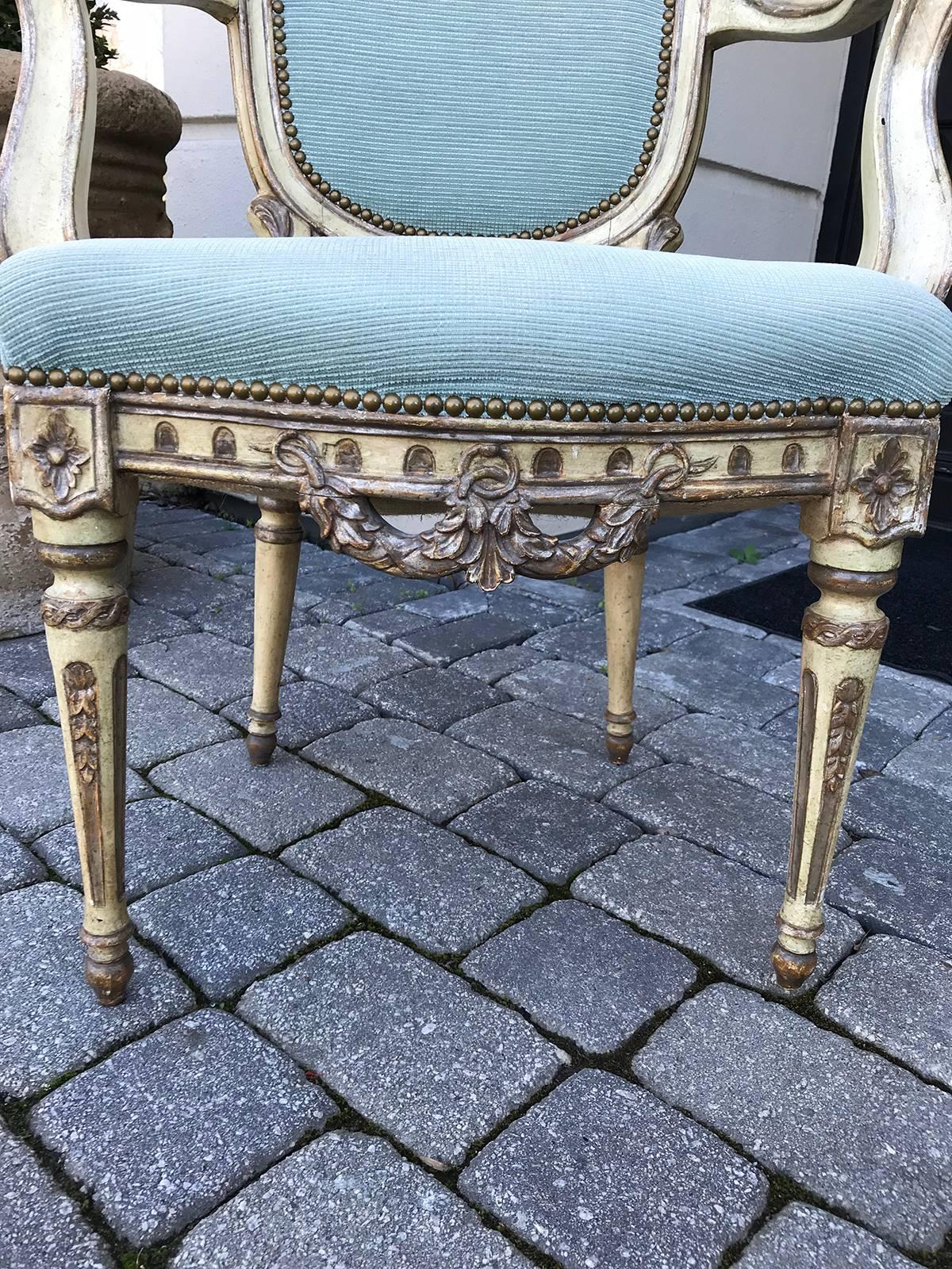 20th Century Italian Carved and Painted Armchair 3