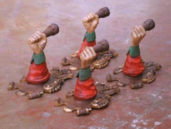 20th Century Italian Carved Polychrome Figural Arm Form Wall Sconces, Set of 4