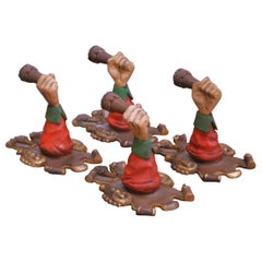 20th Century Italian Carved Polychrome Figural Arm Form Wall Sconces, Set of 4