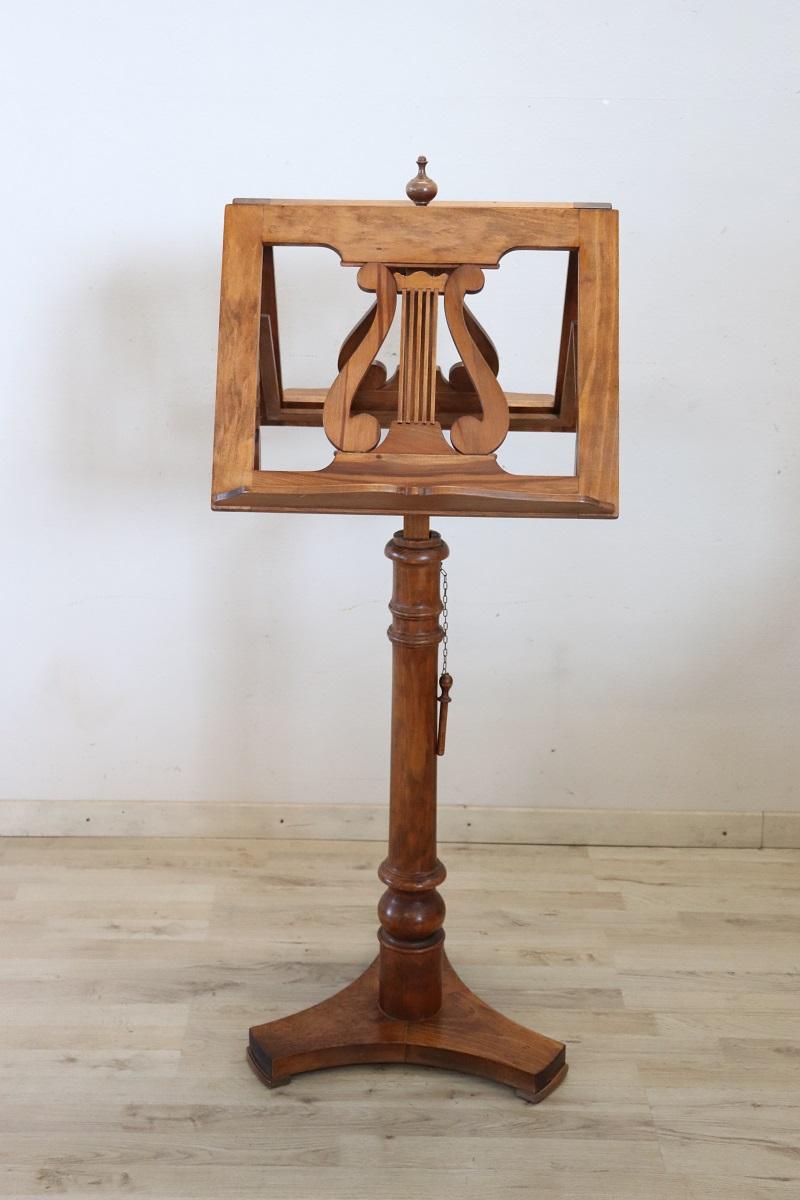 Hand-Carved 20th Century Italian Carved Walnut Adjustable Music Stand, 1990s