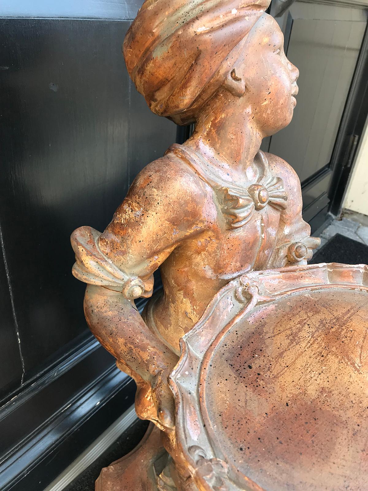 20th Century Italian Carved Wood Figure of Boy with Serving Tray For Sale 8