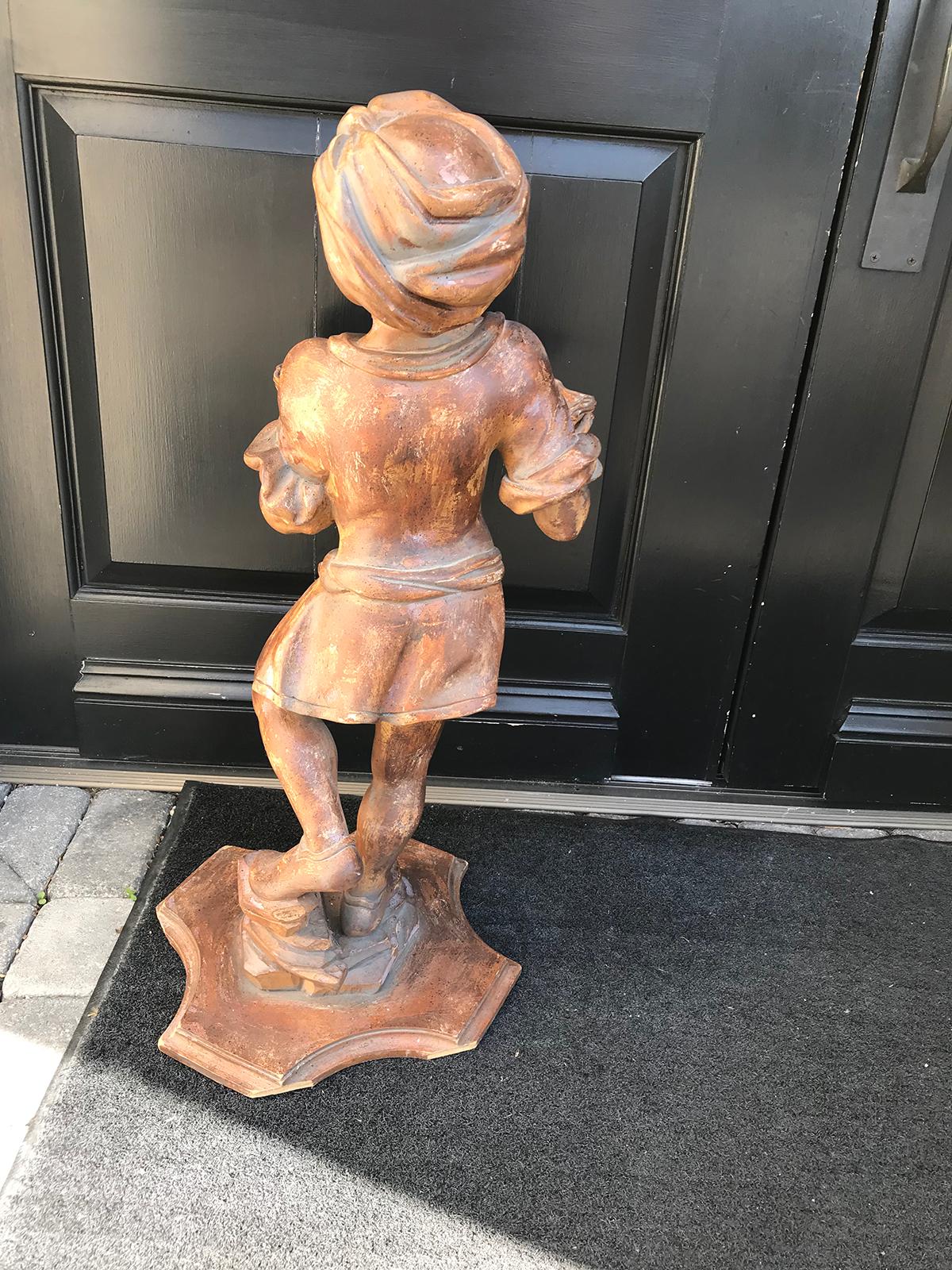 20th Century Italian Carved Wood Figure of Boy with Serving Tray For Sale 2