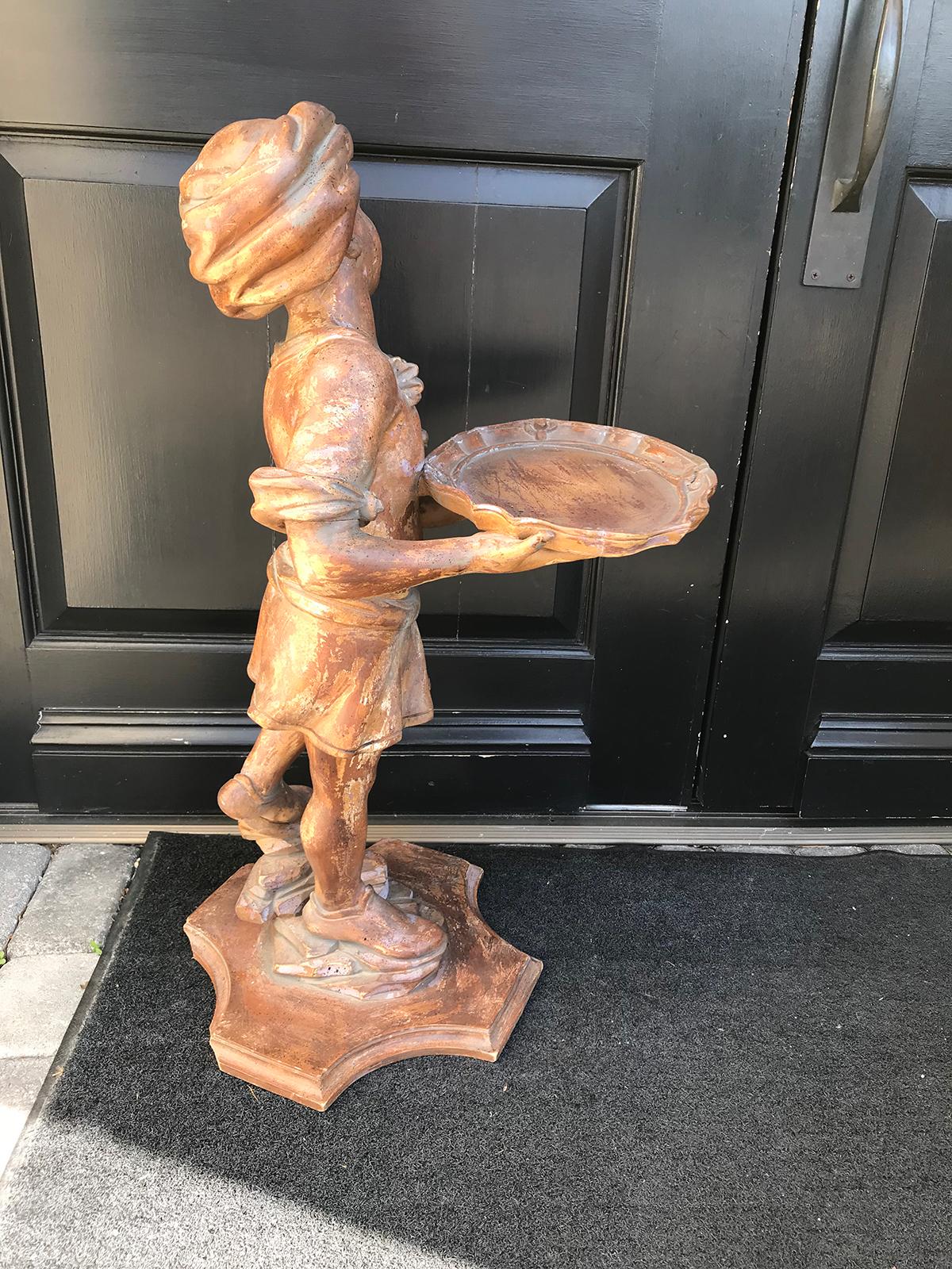 20th Century Italian Carved Wood Figure of Boy with Serving Tray For Sale 3