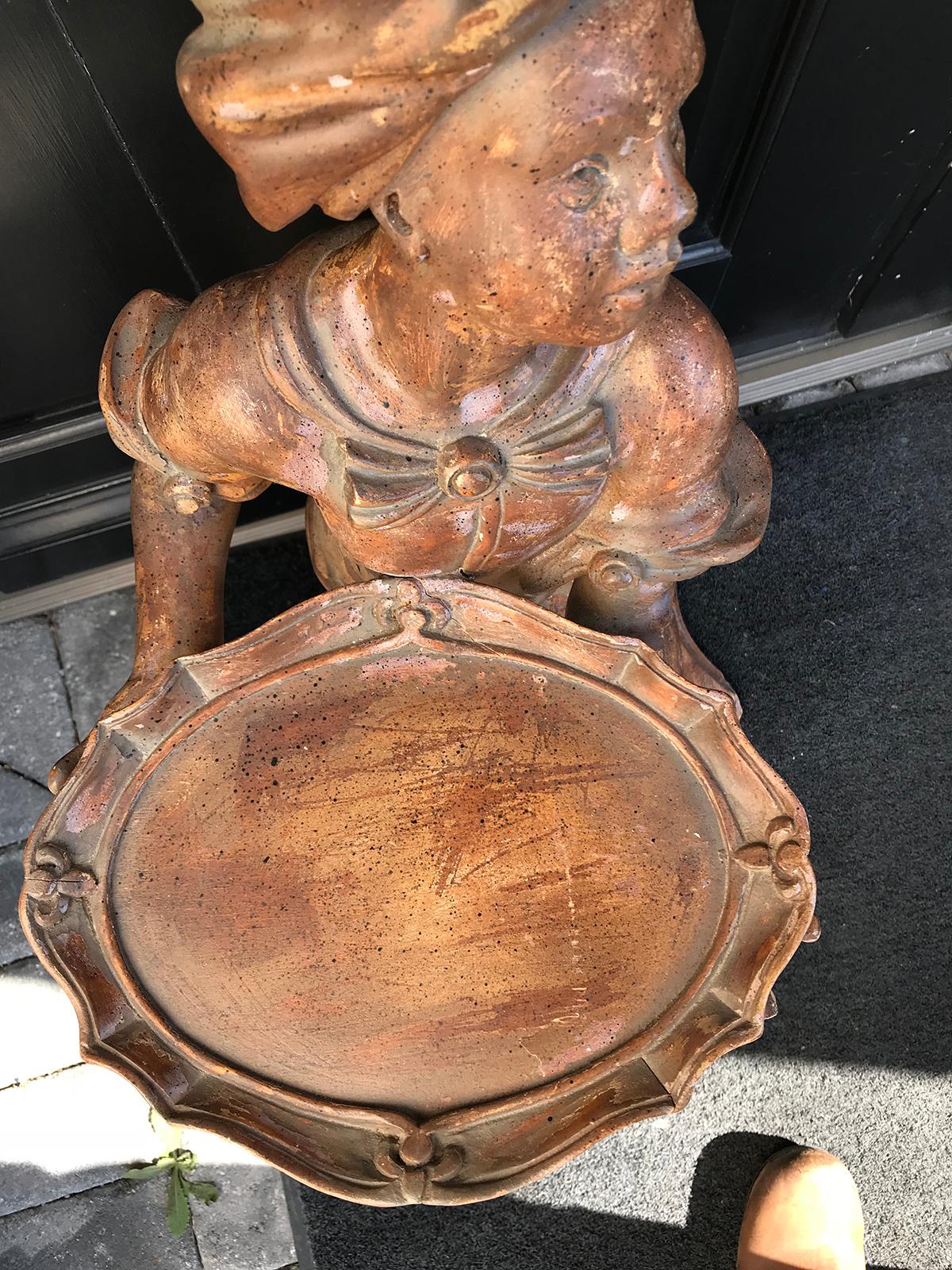 20th Century Italian Carved Wood Figure of Boy with Serving Tray For Sale 4