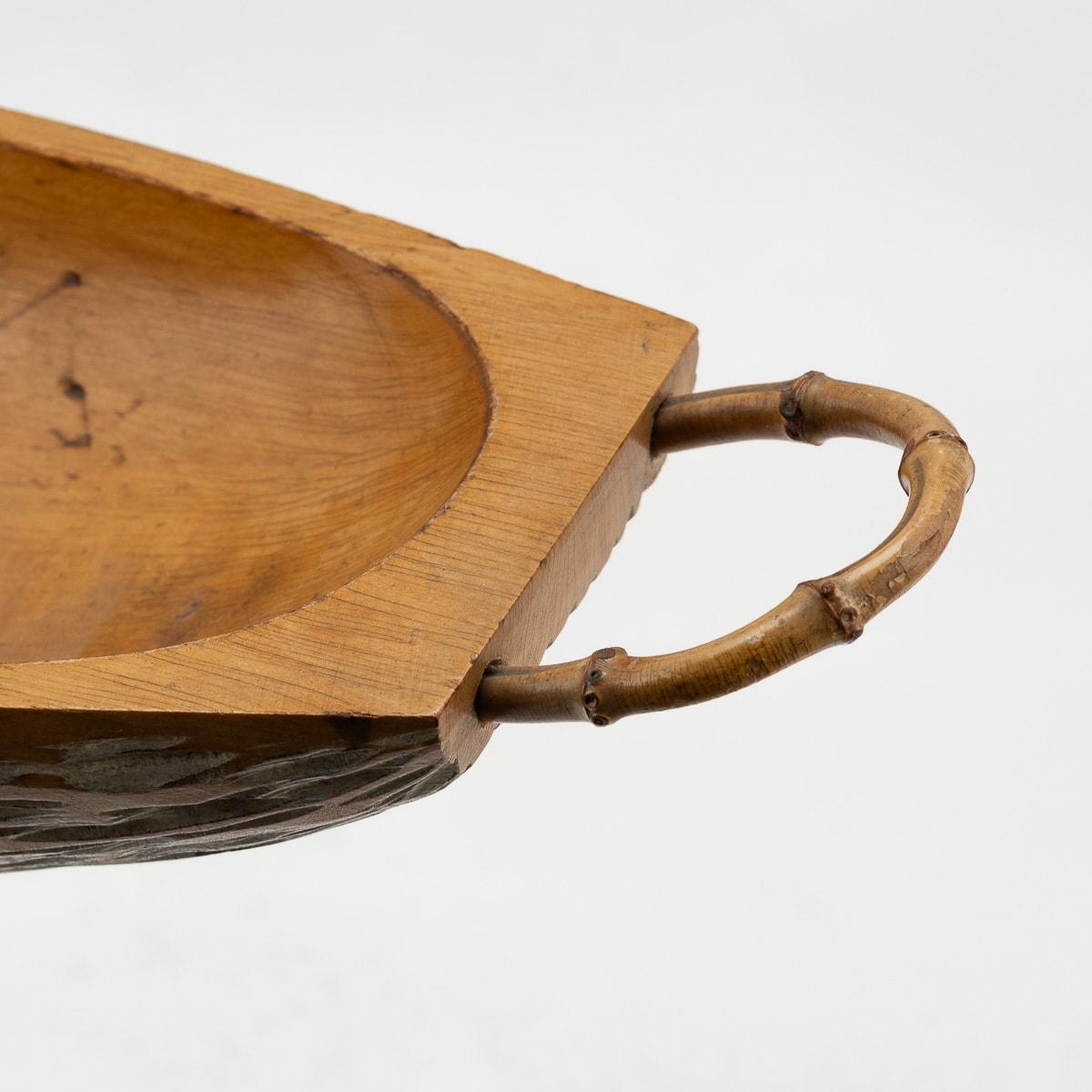 Hand-Carved 20th Century Italian Carved Wood Tray By Aldo Tura For Macabo c.1960 For Sale
