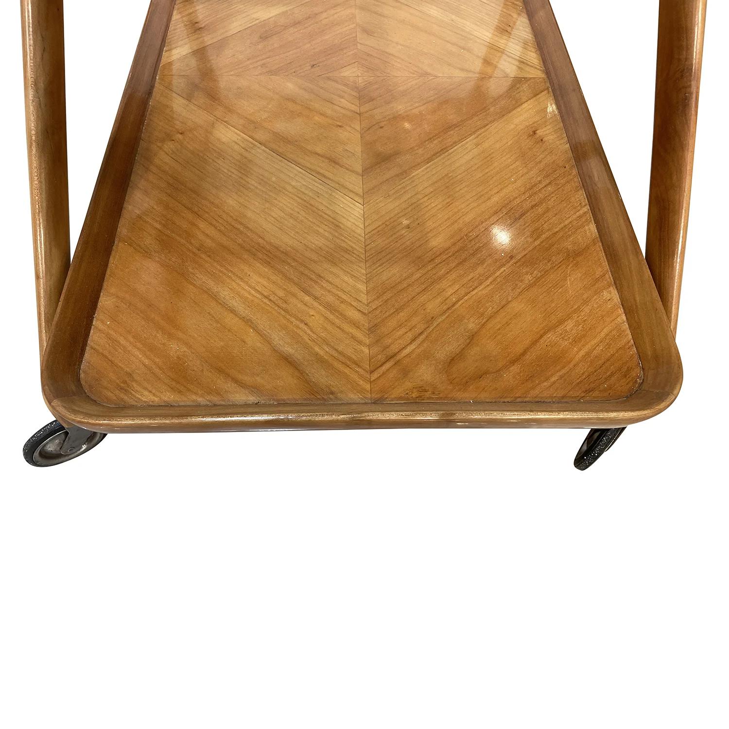 Italienischer Cassina-Barwagen aus Nussbaumholz des 20. Jahrhunderts, Teewagen von Cesare Lacca im Angebot 2
