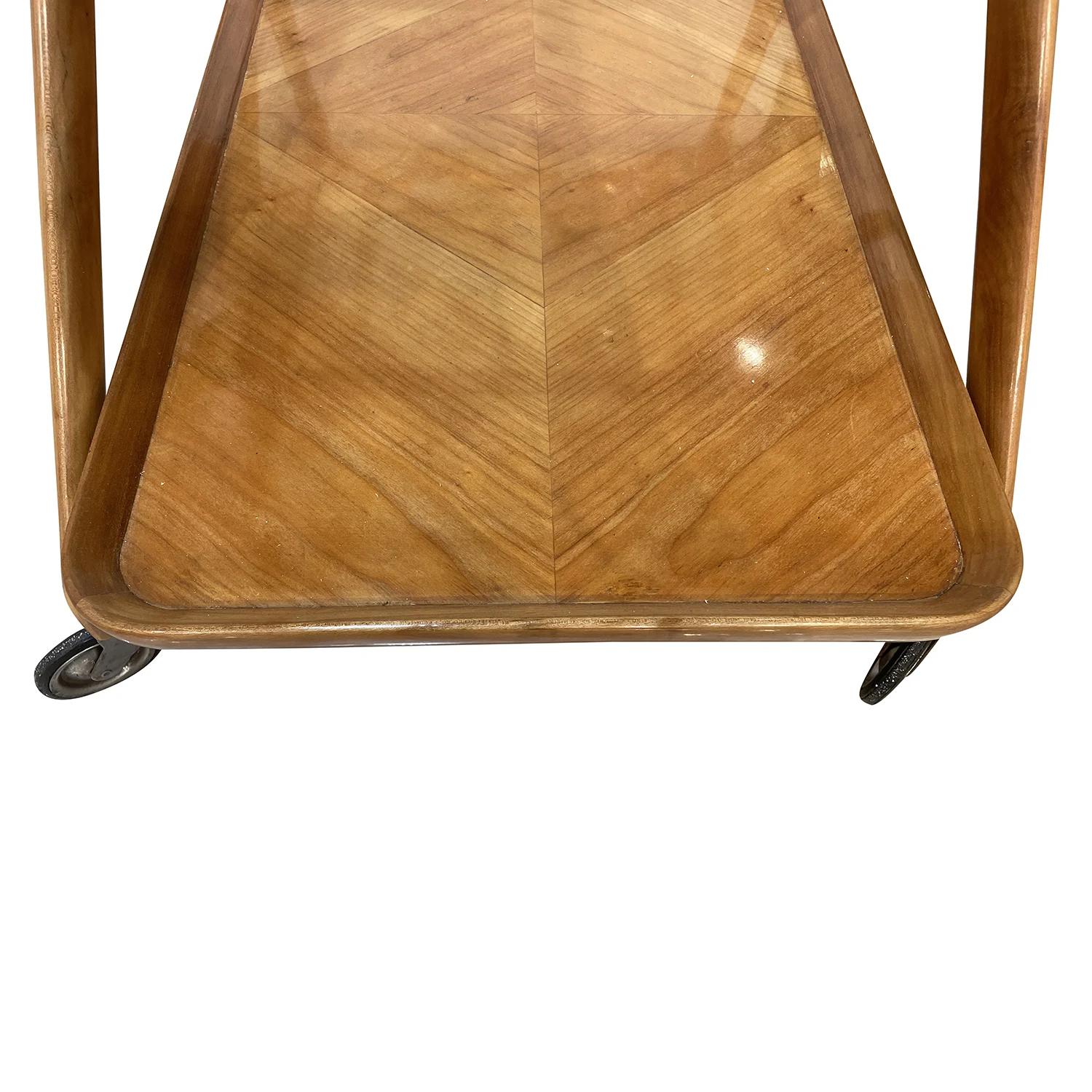 20th Century Italian Cassina Walnut Bar Cart, Tea Trolley by Cesare Lacca For Sale 2