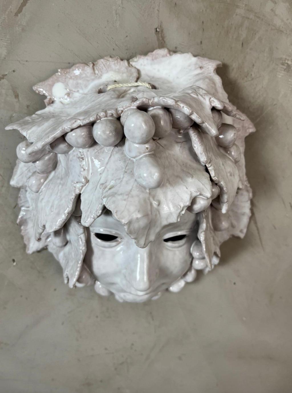 Maschera di Bacco in ceramica italiana del XX secolo, anni '50 in vendita 1