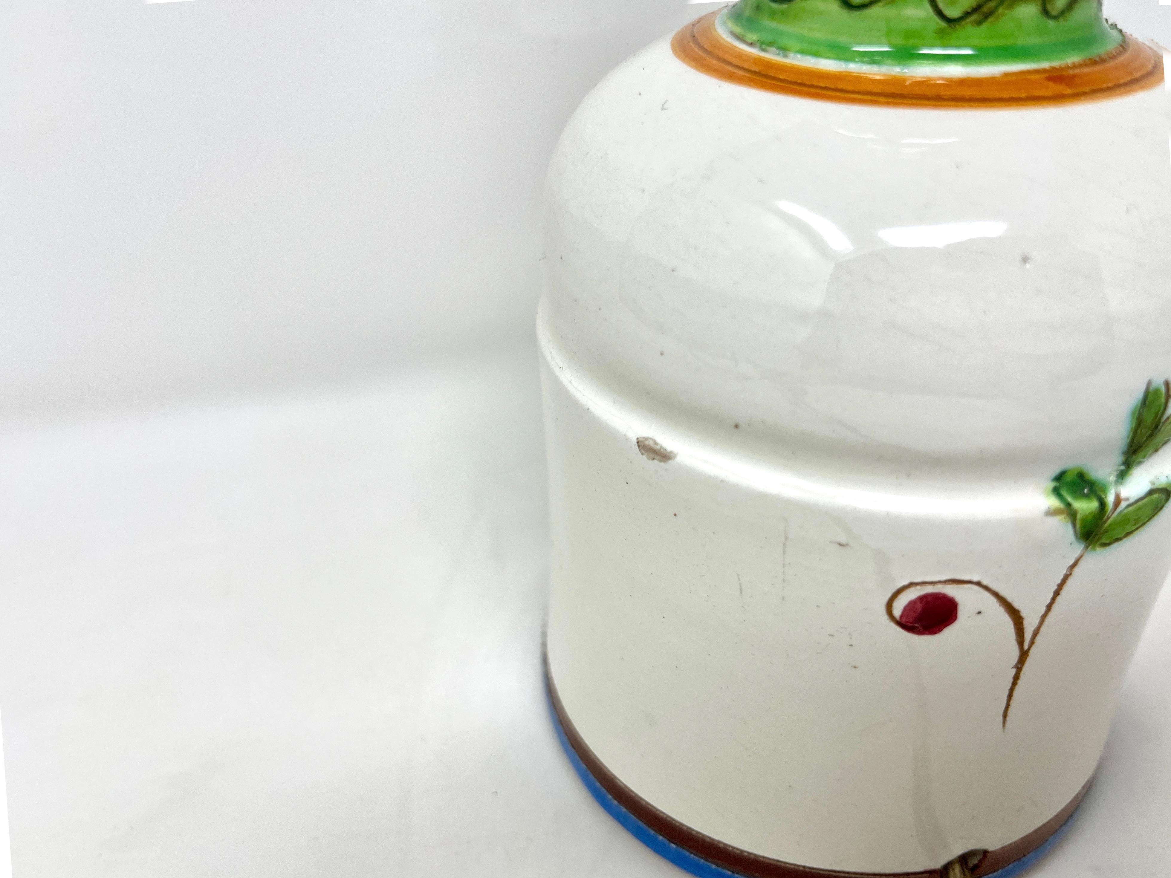 20th Century Italian Ceramic Hand-painted Petite Lamp, Sgraffitto Floral Design For Sale 2