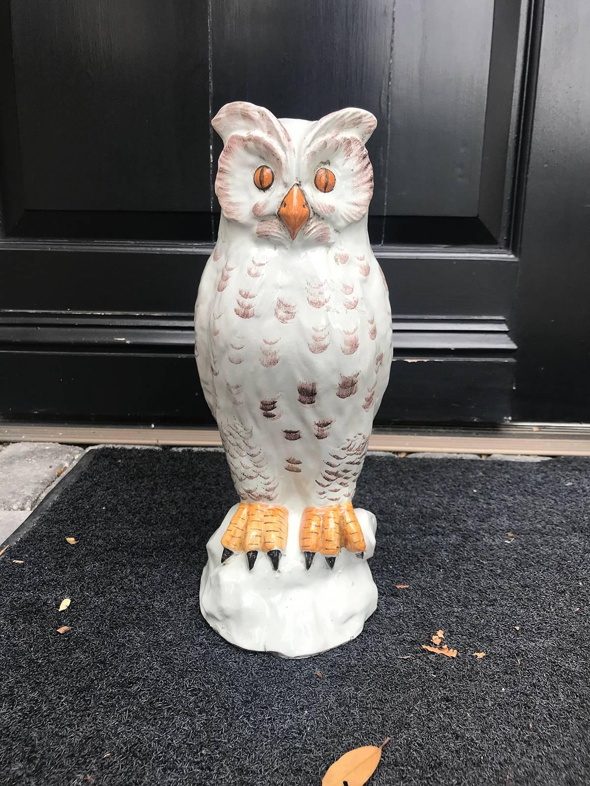 hibou en céramique italienne du 20e siècle.