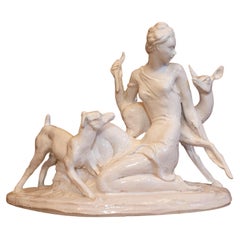 Sculpture de Diane en céramique italienne du 20e siècle