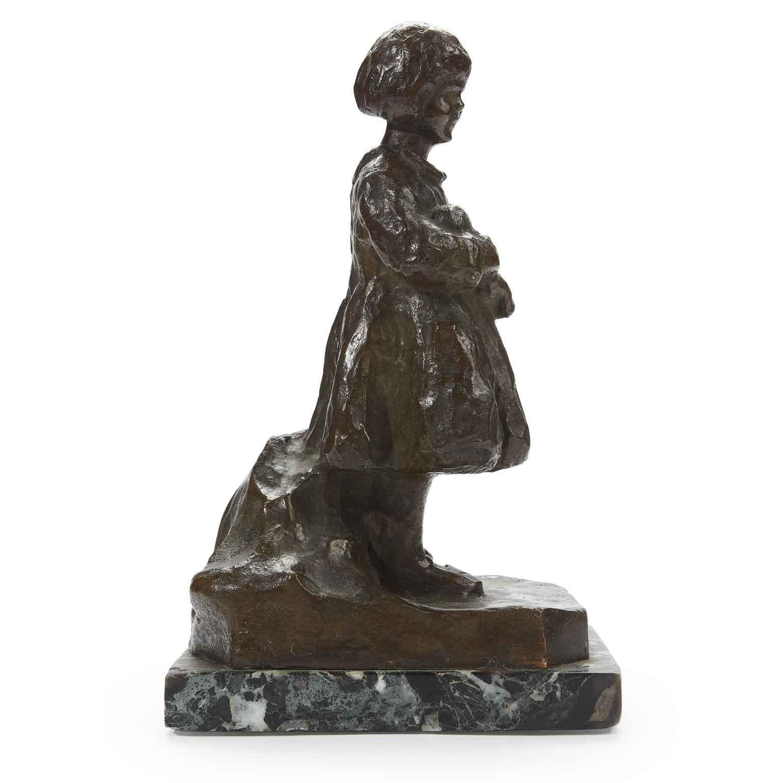 Cast 20th Century Italian Child with Dolls  Bronze Sculpture Bambole by Zacchetti For Sale