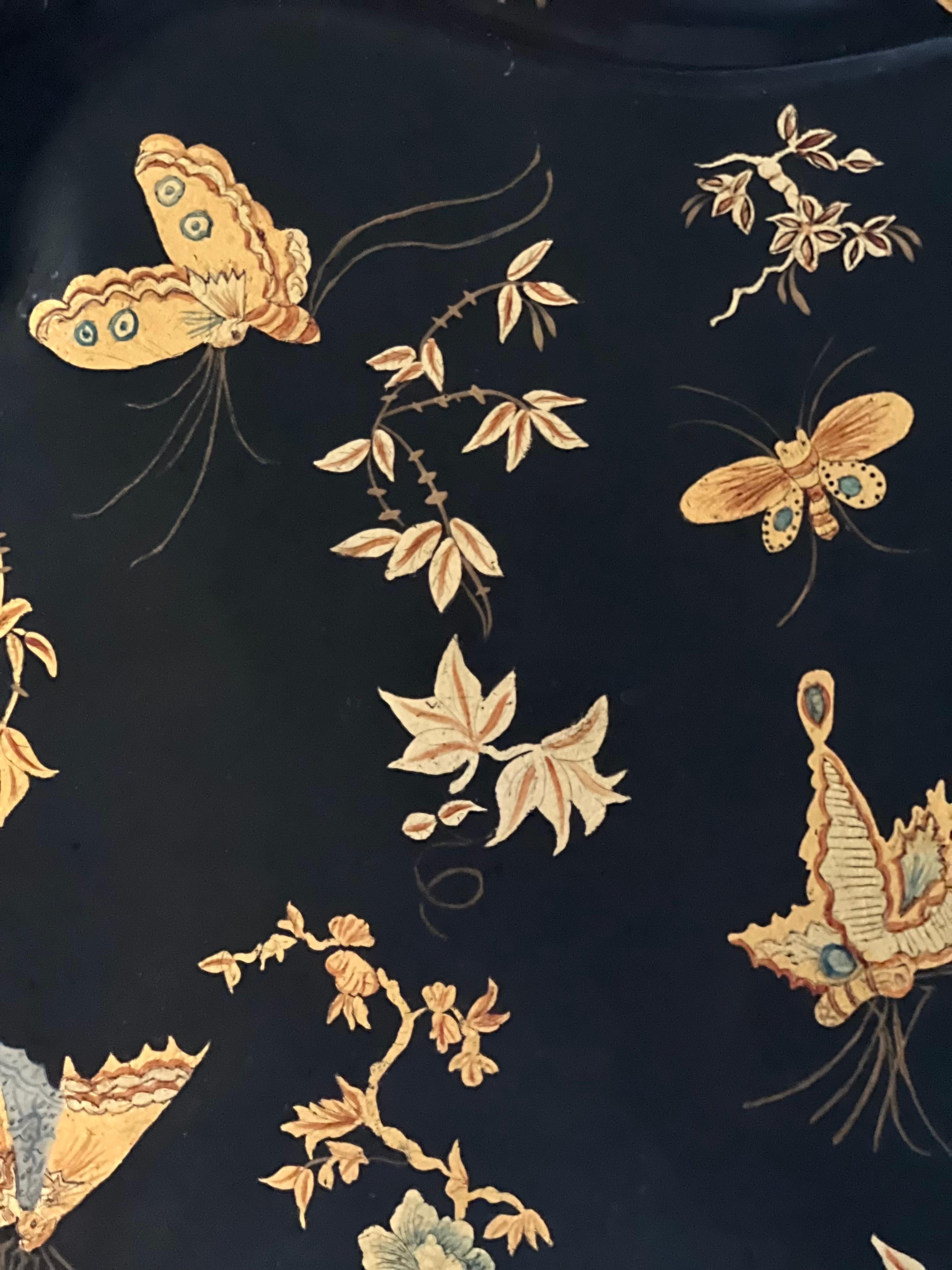 Table à plateaux en tôle laquée et dorée, style Chinoiserie italienne du 20e siècle en vente 1