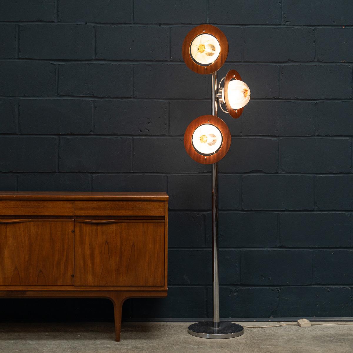 Other 20th Century Italian Chrome & Glass Floor Lamp By Mazzega, Murano c.1970 For Sale