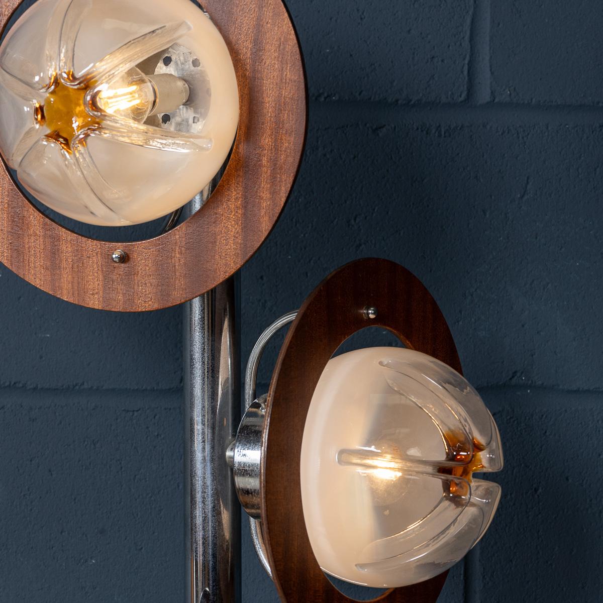Murano Glass 20th Century Italian Chrome & Glass Floor Lamp By Mazzega, Murano c.1970 For Sale