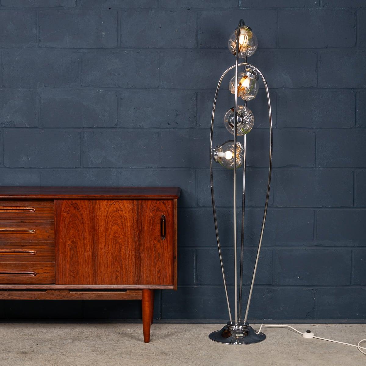 Other 20th Century Italian Chrome & Glass Floor Lamp By Mazzega, Venice c.1970 For Sale