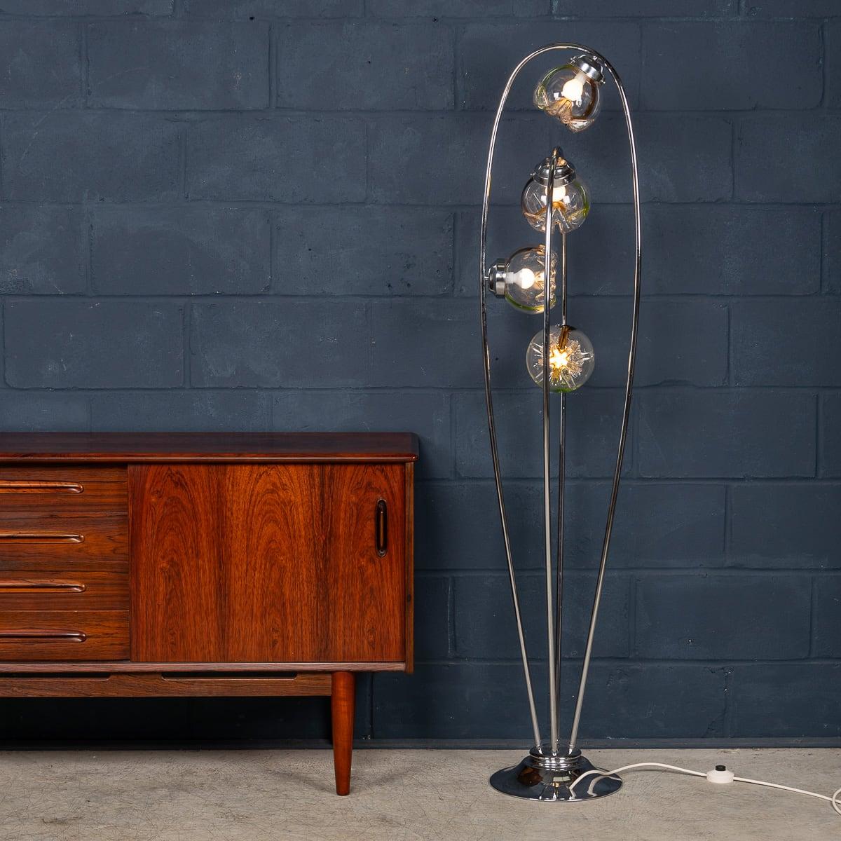 20th Century Italian Chrome & Glass Floor Lamp By Mazzega, Venice c.1970 In Good Condition For Sale In Royal Tunbridge Wells, Kent