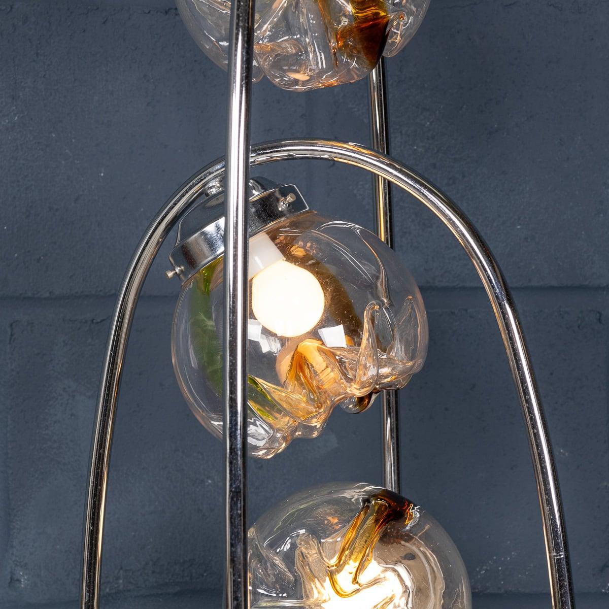 20th Century Italian Chrome & Glass Floor Lamp By Mazzega, Venice c.1970 For Sale 2